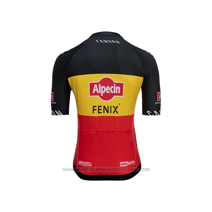 2021 Abbigliamento Ciclismo Alpecin Fenix Campione Belgio Manica Corta e Salopette